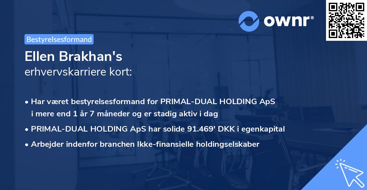 Ellen Brakhan's erhvervskarriere kort