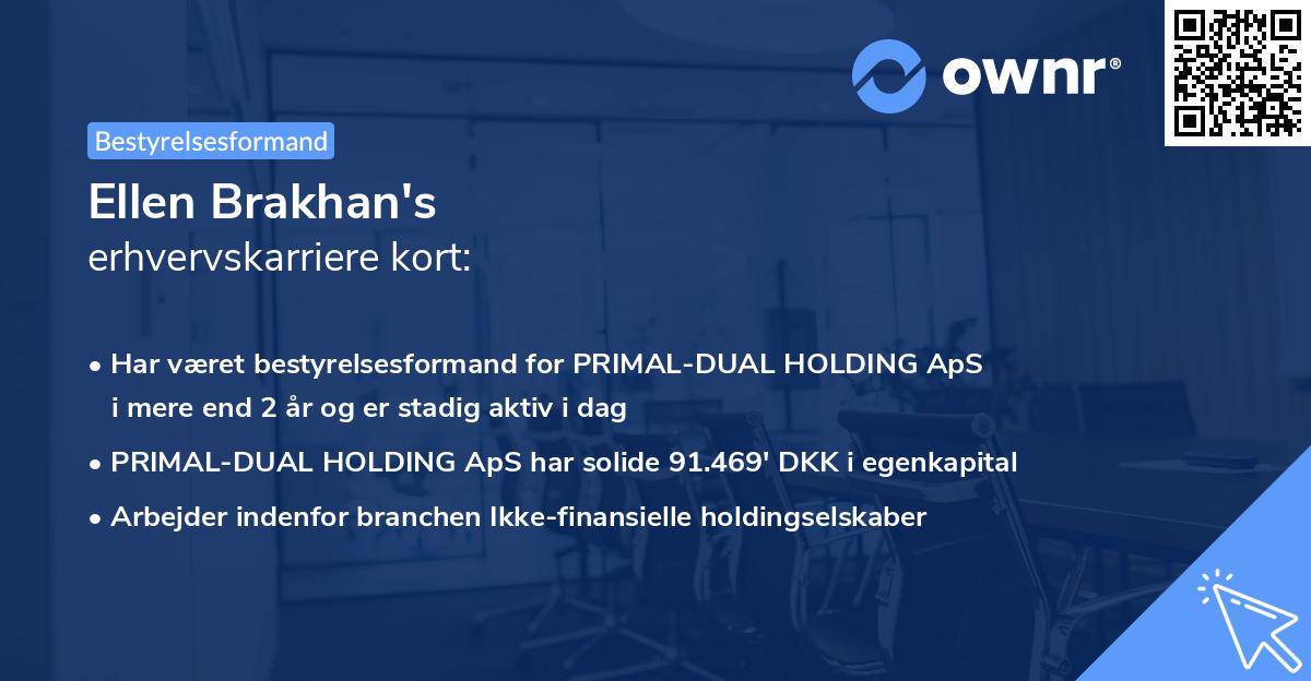 Ellen Brakhan's erhvervskarriere kort
