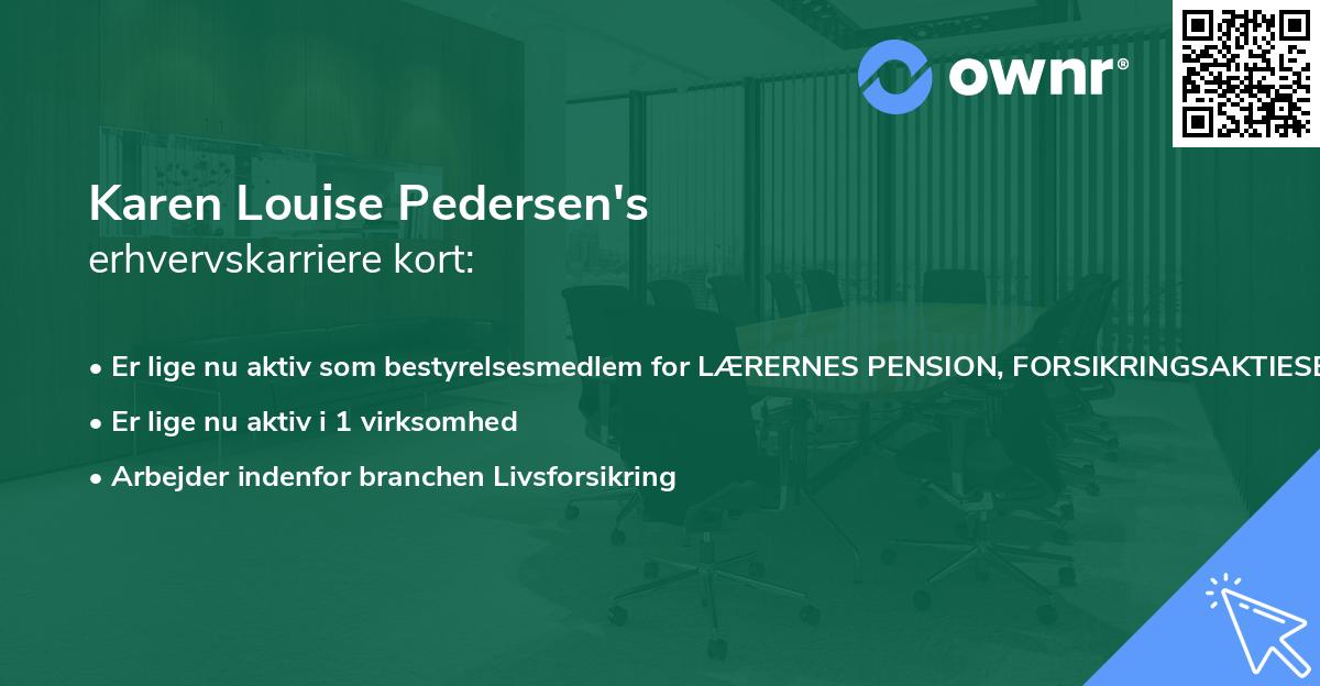 Karen Louise Pedersen's erhvervskarriere kort