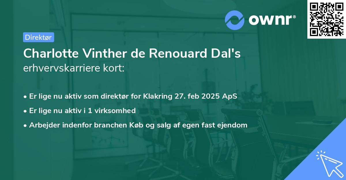 Charlotte Vinther de Renouard Dal's erhvervskarriere kort