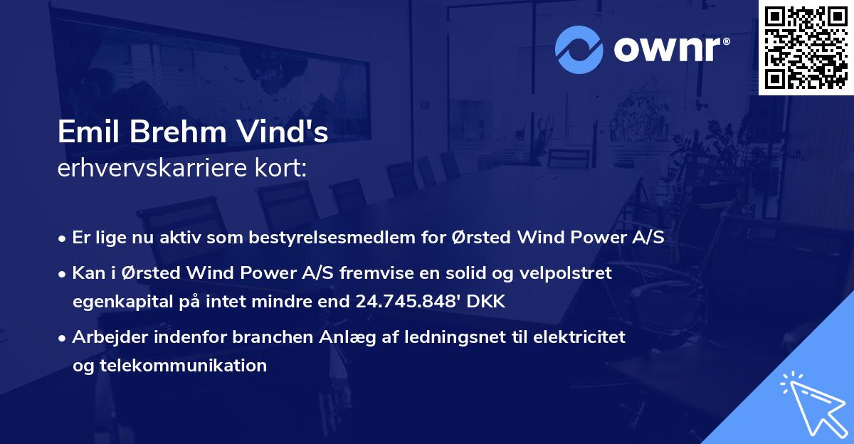 Emil Brehm Vind's erhvervskarriere kort
