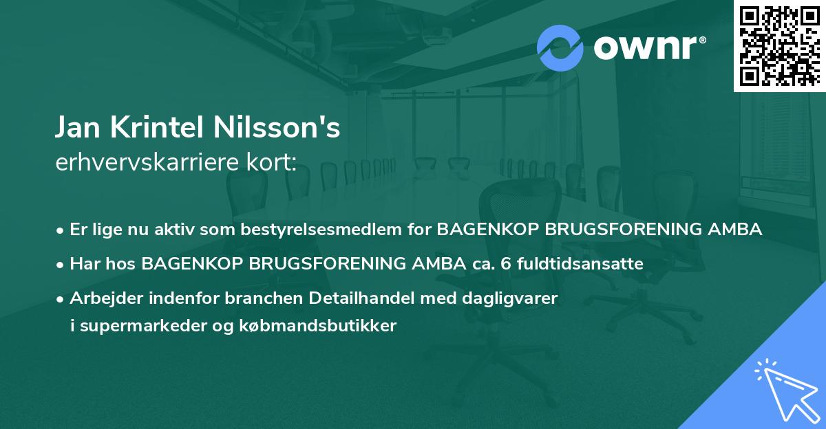 Jan Krintel Nilsson's erhvervskarriere kort