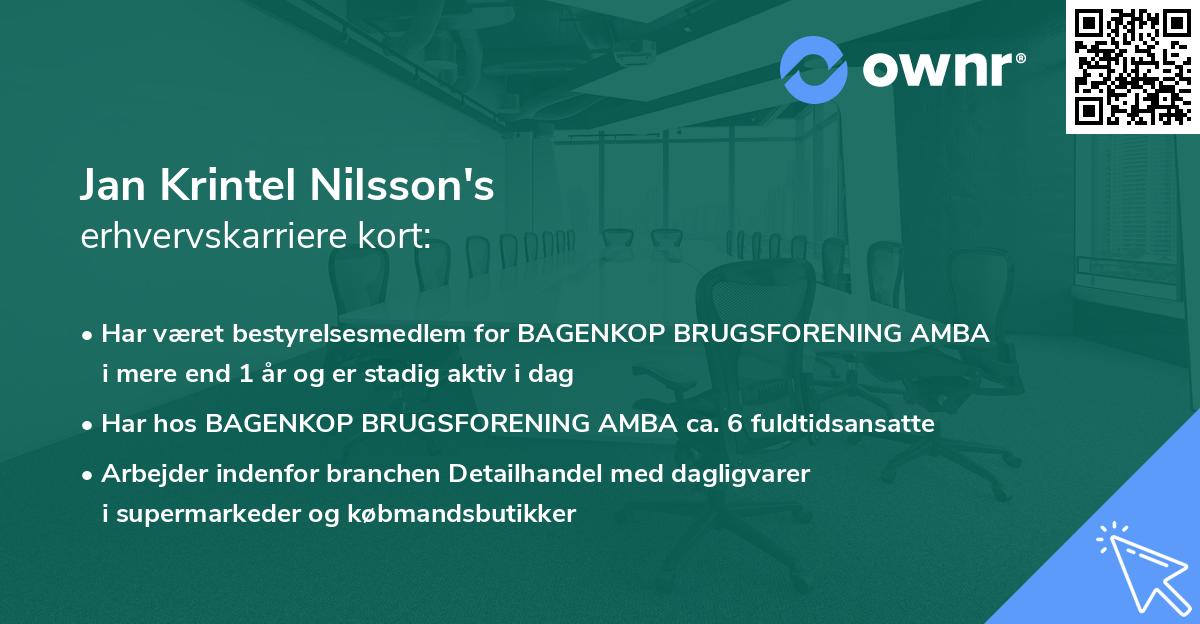 Jan Krintel Nilsson's erhvervskarriere kort