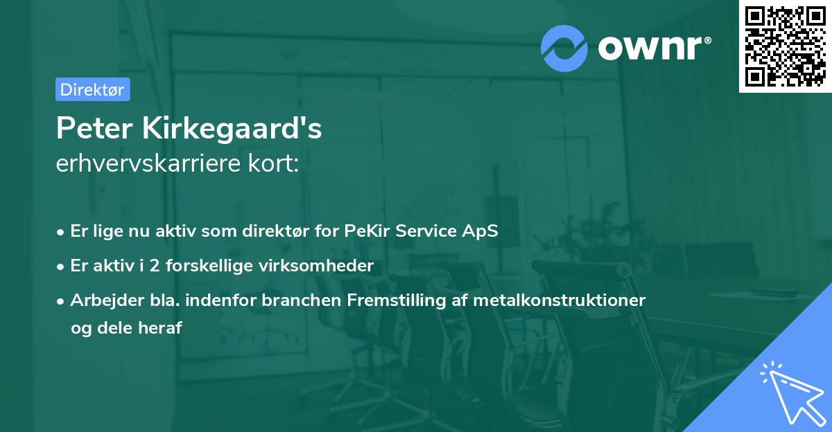 Peter Kirkegaard's erhvervskarriere kort