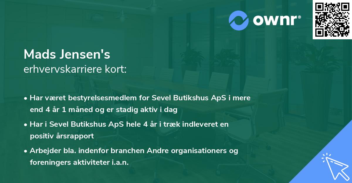 Mads Jensen's erhvervskarriere kort