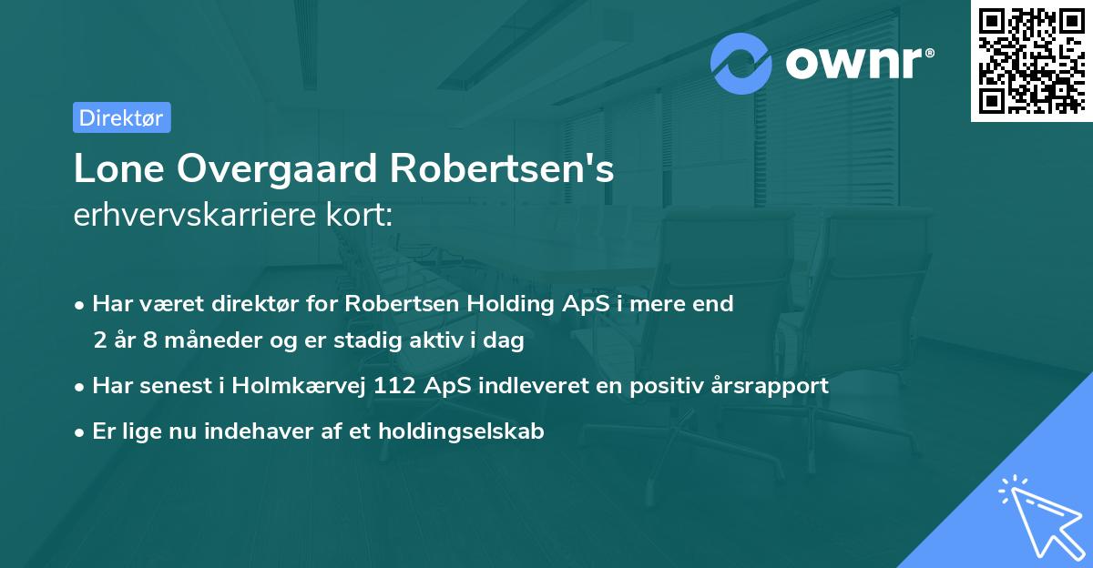 Lone Overgaard Robertsen's erhvervskarriere kort