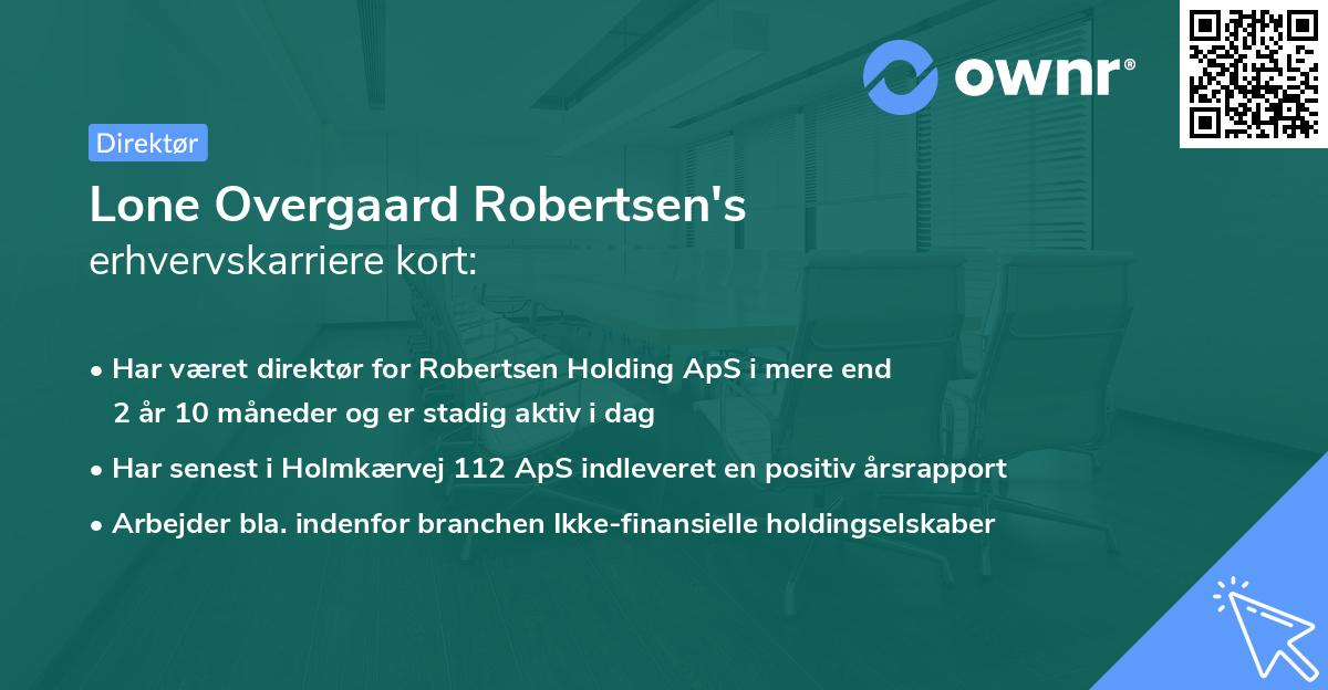 Lone Overgaard Robertsen's erhvervskarriere kort