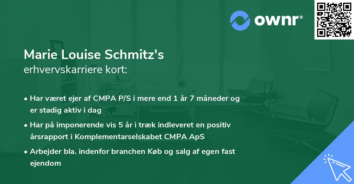 Marie Louise Schmitz's erhvervskarriere kort