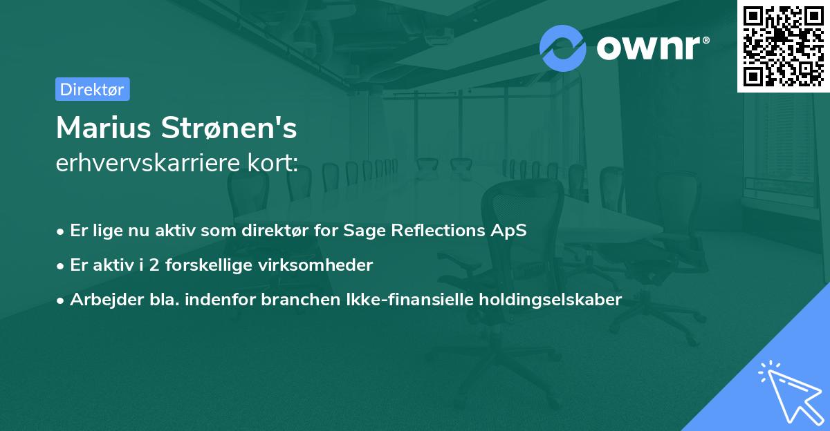 Marius Strønen's erhvervskarriere kort