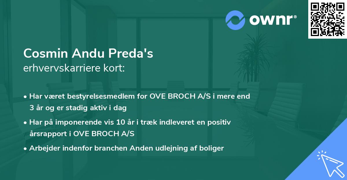 Cosmin Andu Preda's erhvervskarriere kort