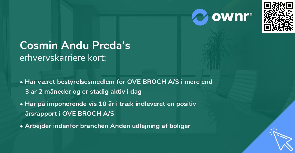 Cosmin Andu Preda's erhvervskarriere kort
