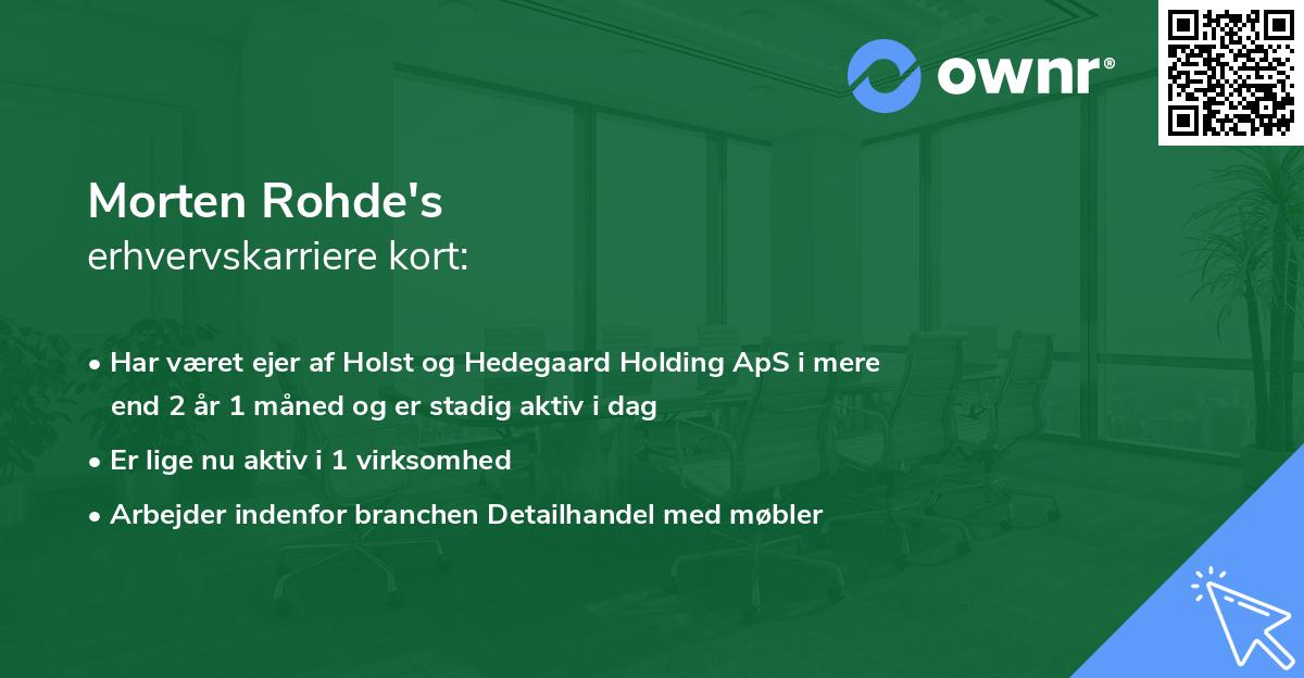 Morten Rohde's erhvervskarriere kort
