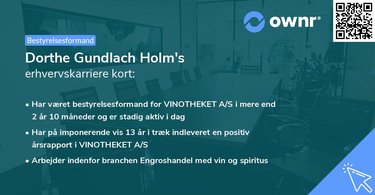 Dorthe Gundlach Holm's erhvervskarriere kort