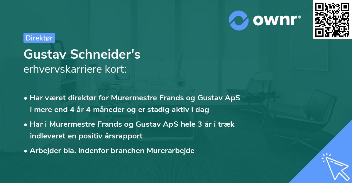 Gustav Schneider's erhvervskarriere kort