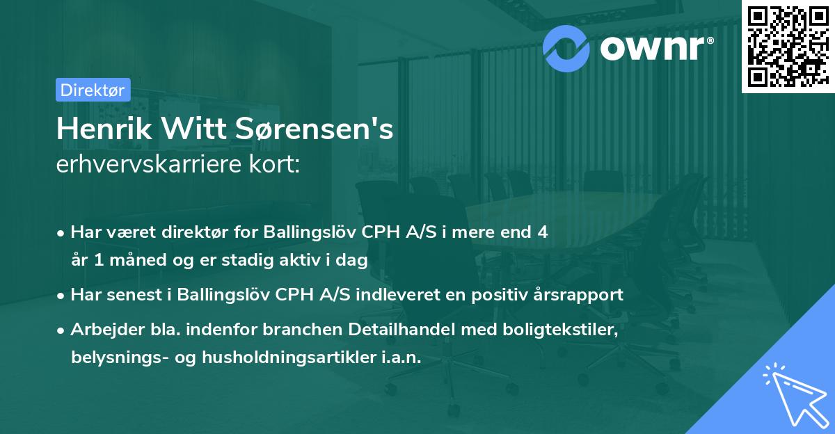 Henrik Witt Sørensen's erhvervskarriere kort