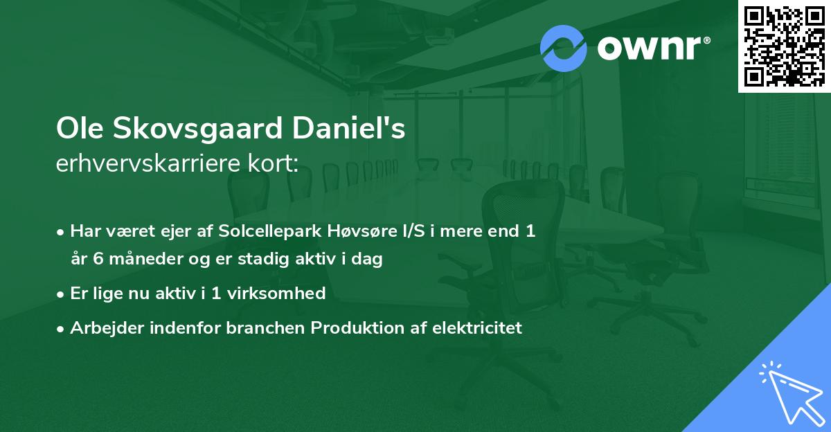 Ole Skovsgaard Daniel's erhvervskarriere kort
