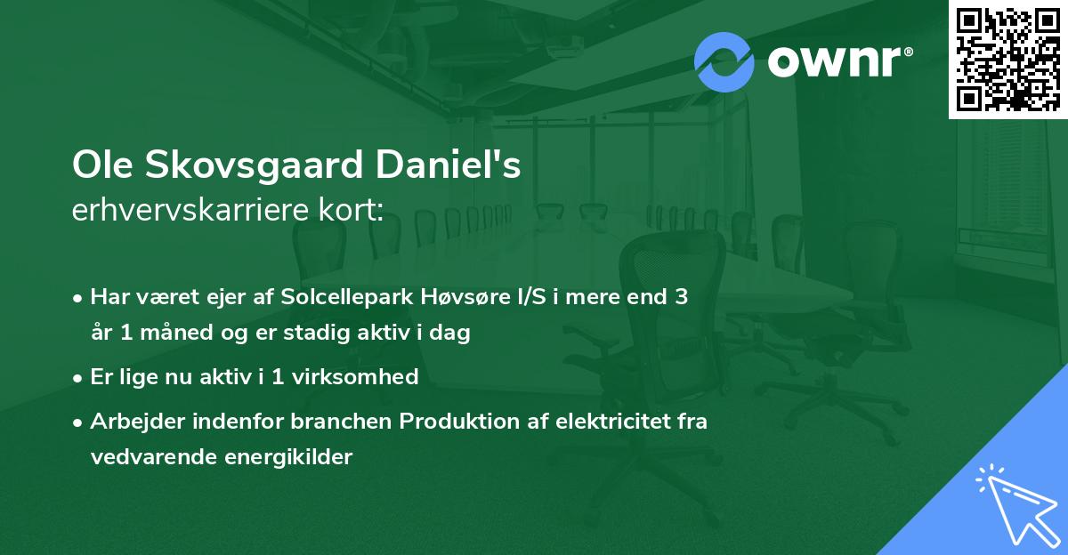 Ole Skovsgaard Daniel's erhvervskarriere kort