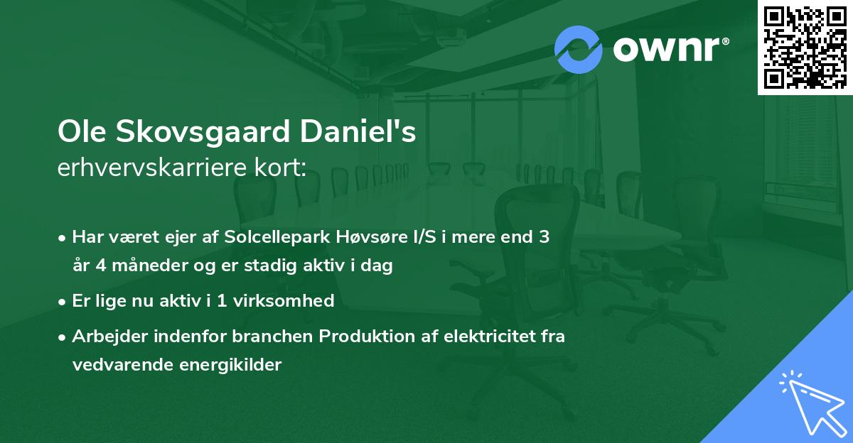 Ole Skovsgaard Daniel's erhvervskarriere kort