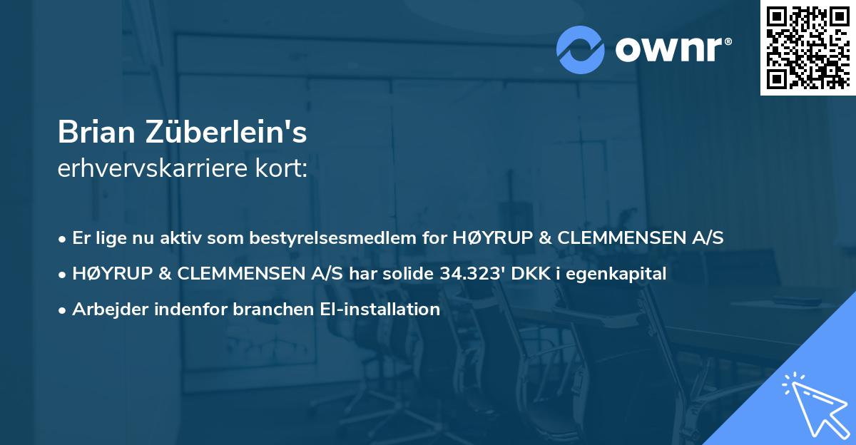 Brian Züberlein's erhvervskarriere kort