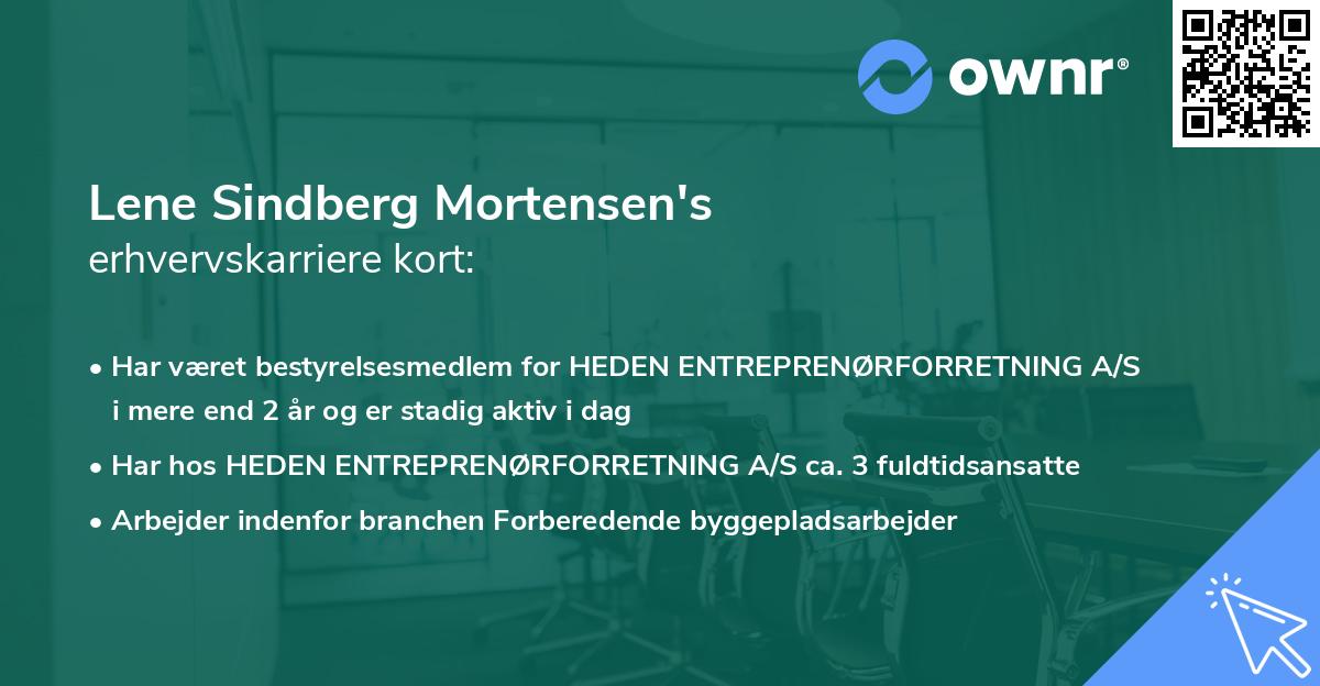 Lene Sindberg Mortensen's erhvervskarriere kort
