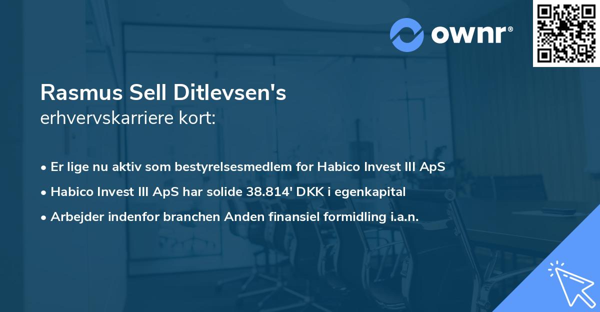 Rasmus Sell Ditlevsen's erhvervskarriere kort