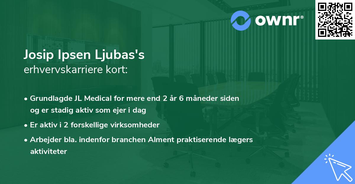 Josip Ipsen Ljubas's erhvervskarriere kort