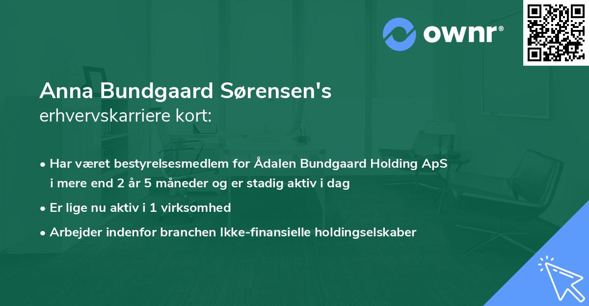 Anna Bundgaard Sørensen's erhvervskarriere kort
