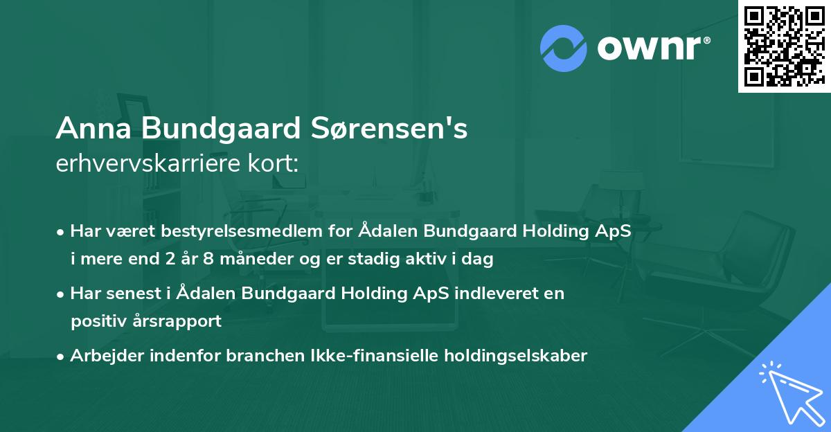 Anna Bundgaard Sørensen's erhvervskarriere kort