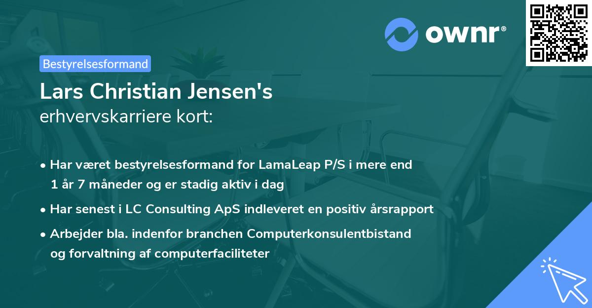Lars Christian Jensen's erhvervskarriere kort