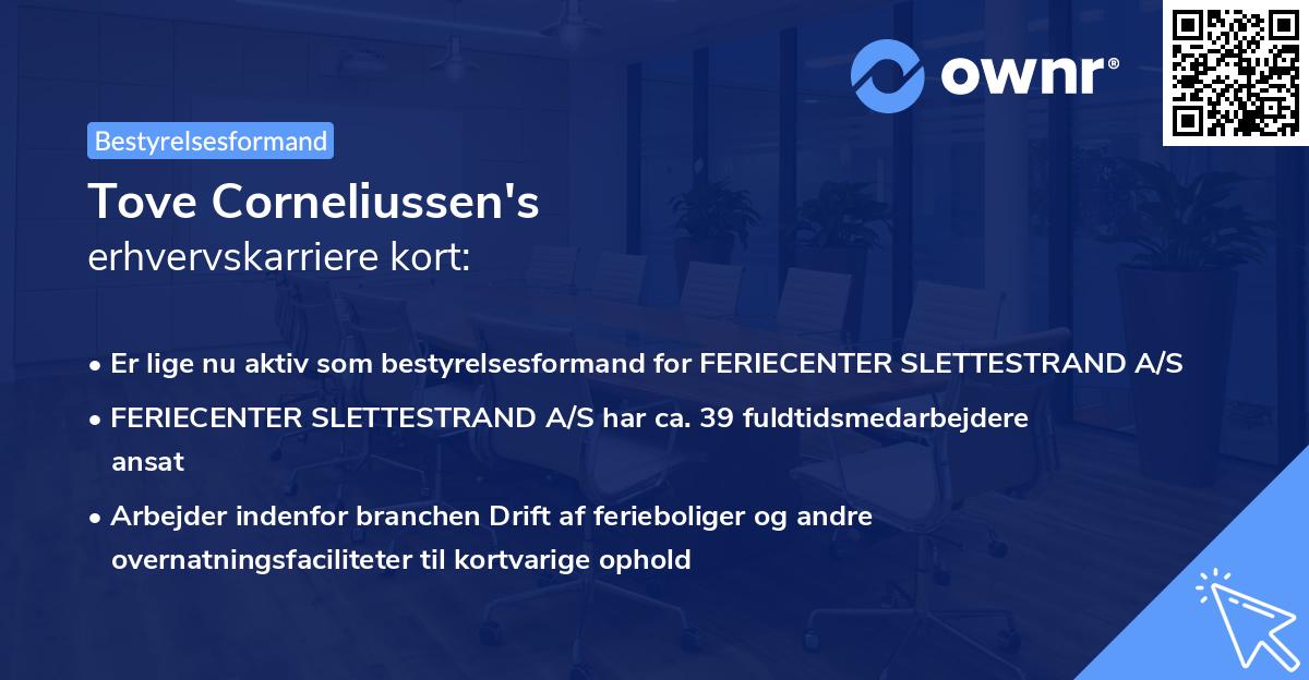 Tove Corneliussen's erhvervskarriere kort