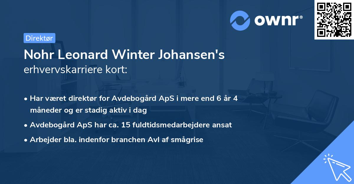 Nohr Leonard Winter Johansen's erhvervskarriere kort