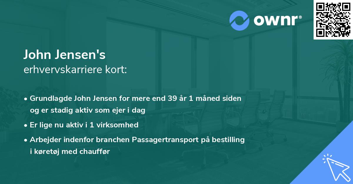 John Jensen's erhvervskarriere kort