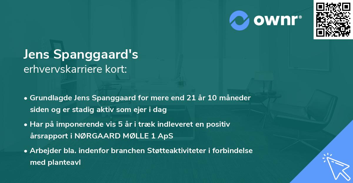 Jens Spanggaard's erhvervskarriere kort
