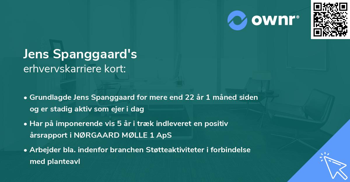Jens Spanggaard's erhvervskarriere kort