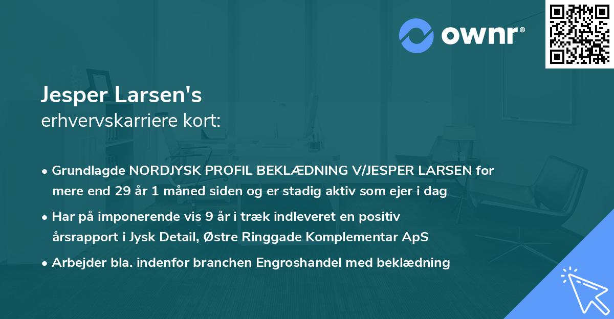 Jesper Larsen's erhvervskarriere kort