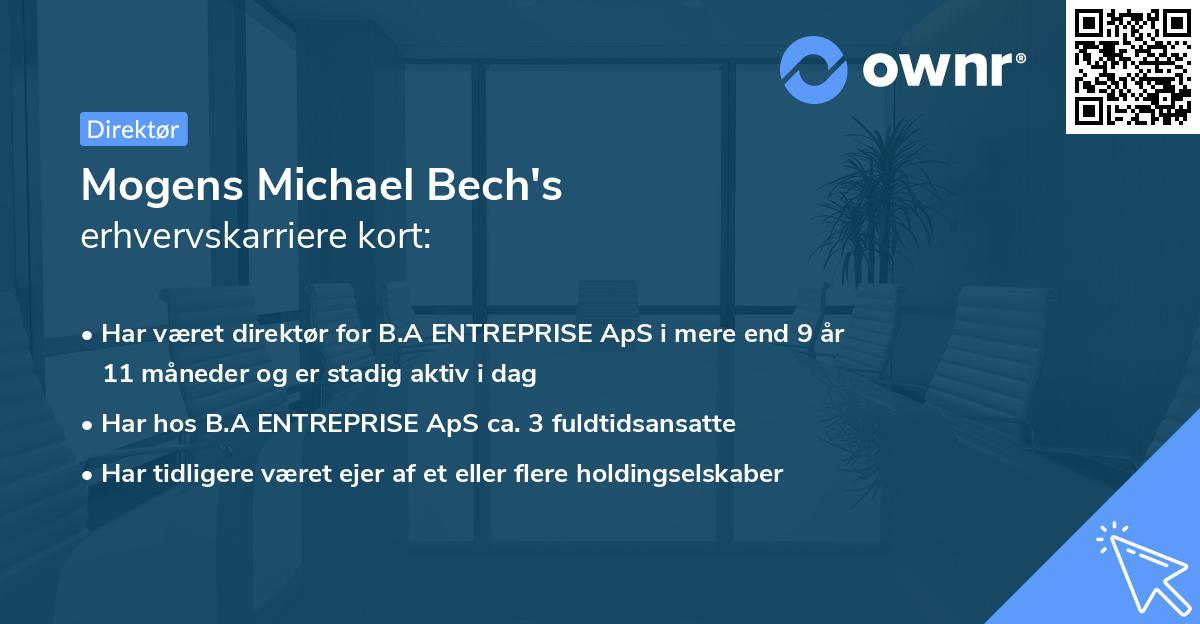 Mogens Michael Bech's erhvervskarriere kort