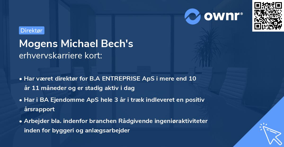 Mogens Michael Bech's erhvervskarriere kort