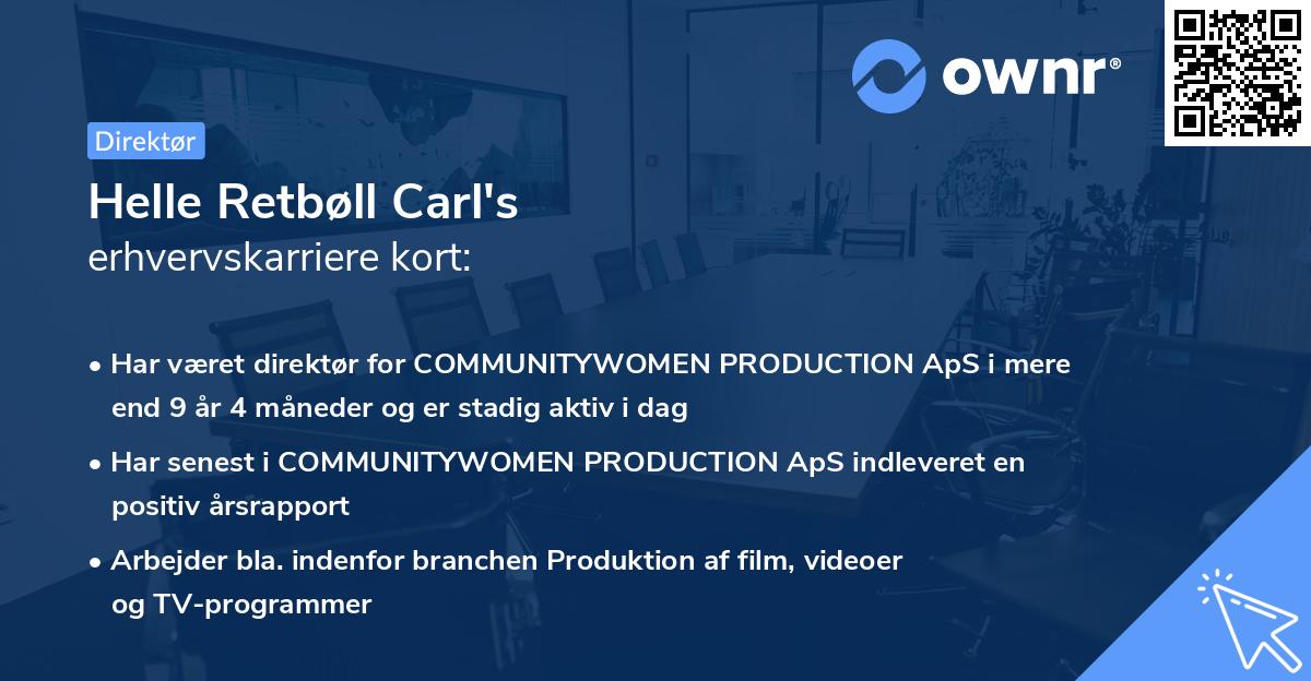 Helle Retbøll Carl's erhvervskarriere kort