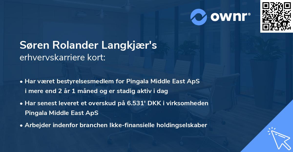 Søren Rolander Langkjær's erhvervskarriere kort