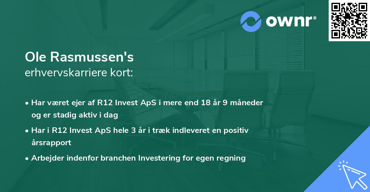 Ole Rasmussen's erhvervskarriere kort