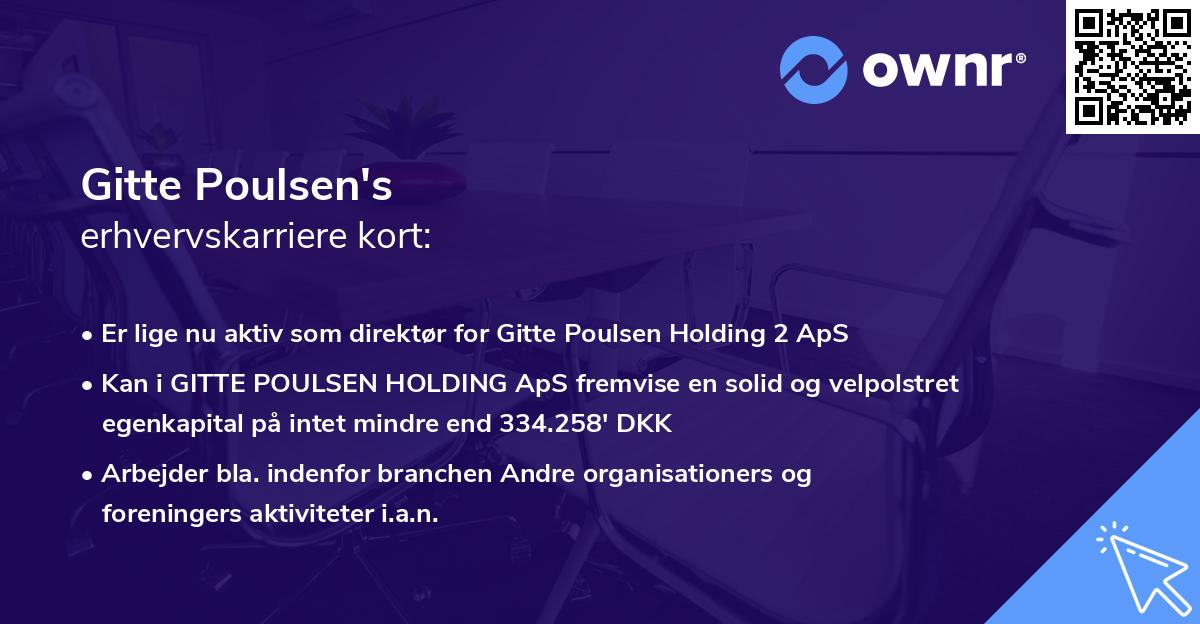Gitte Poulsen's erhvervskarriere kort