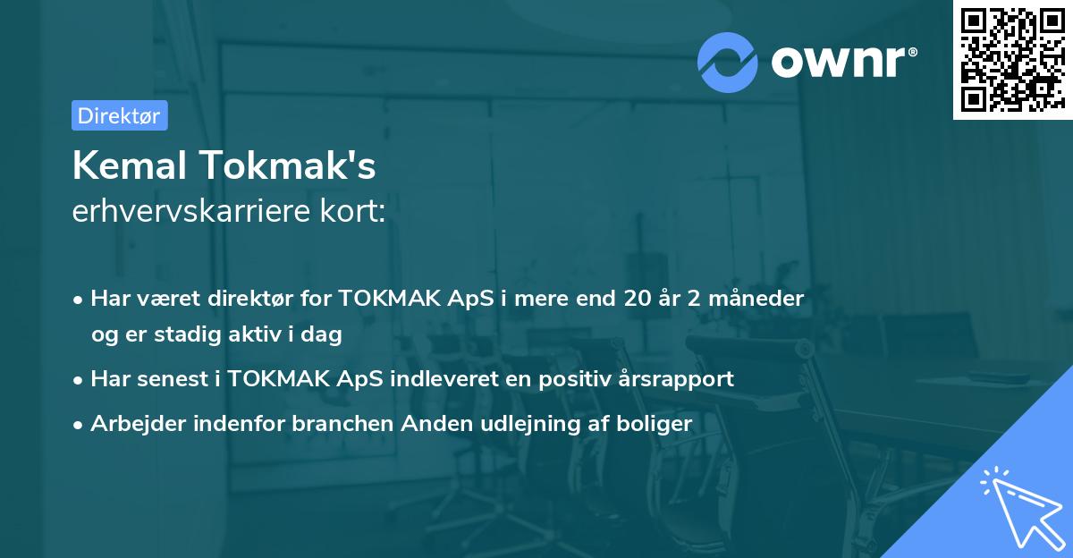 Kemal Tokmak's erhvervskarriere kort