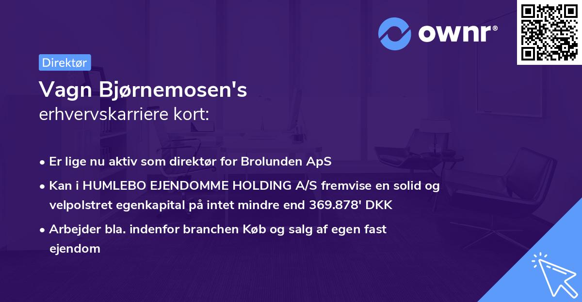 Vagn Bjørnemosen's erhvervskarriere kort