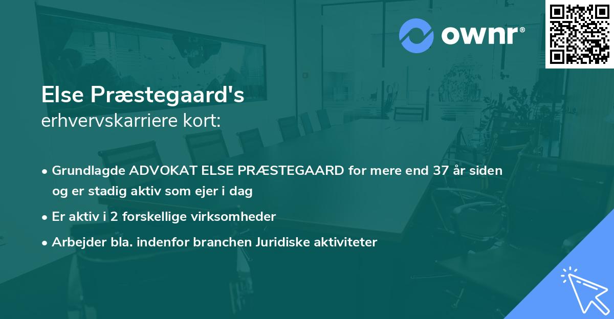 Else Præstegaard's erhvervskarriere kort
