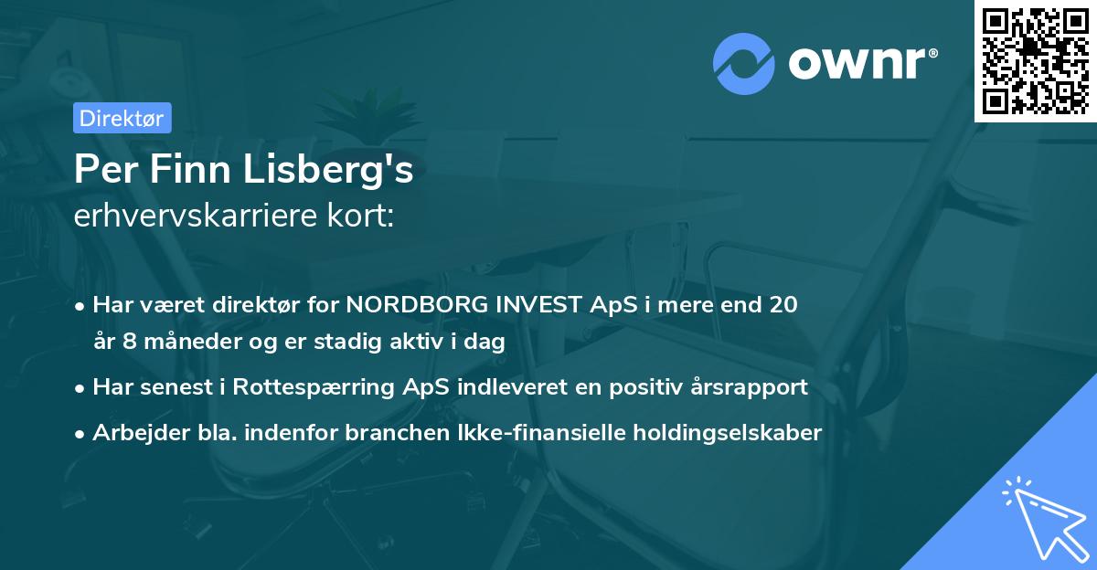 Per Finn Lisberg's erhvervskarriere kort