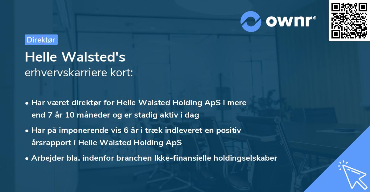 Helle Walsted's erhvervskarriere kort