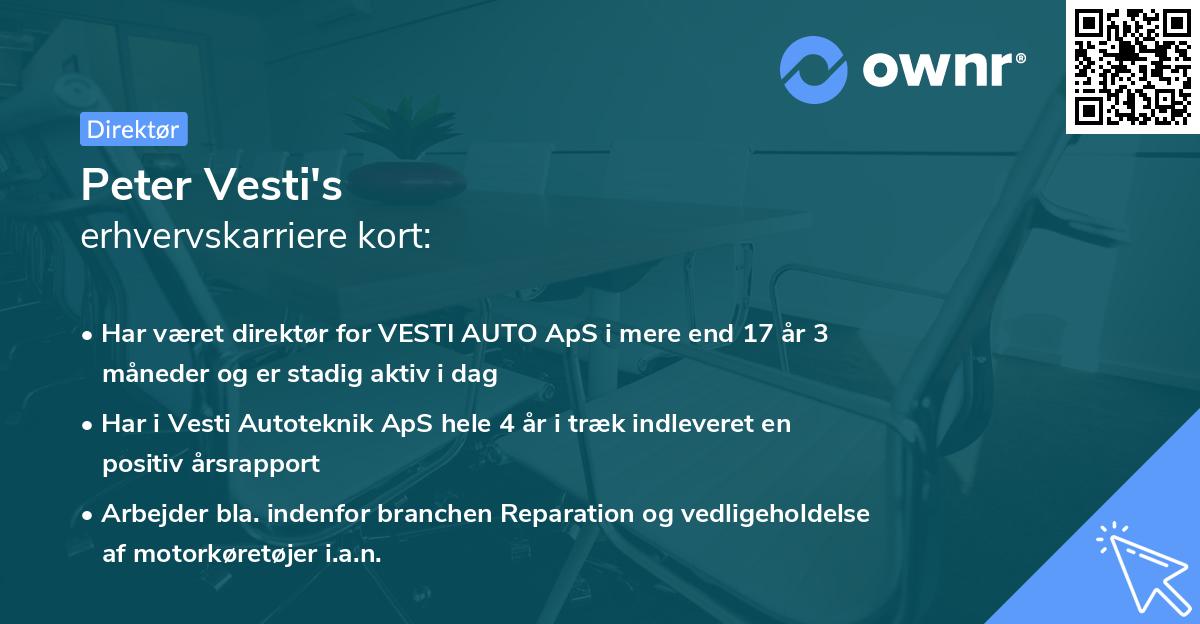 Peter Vesti's erhvervskarriere kort