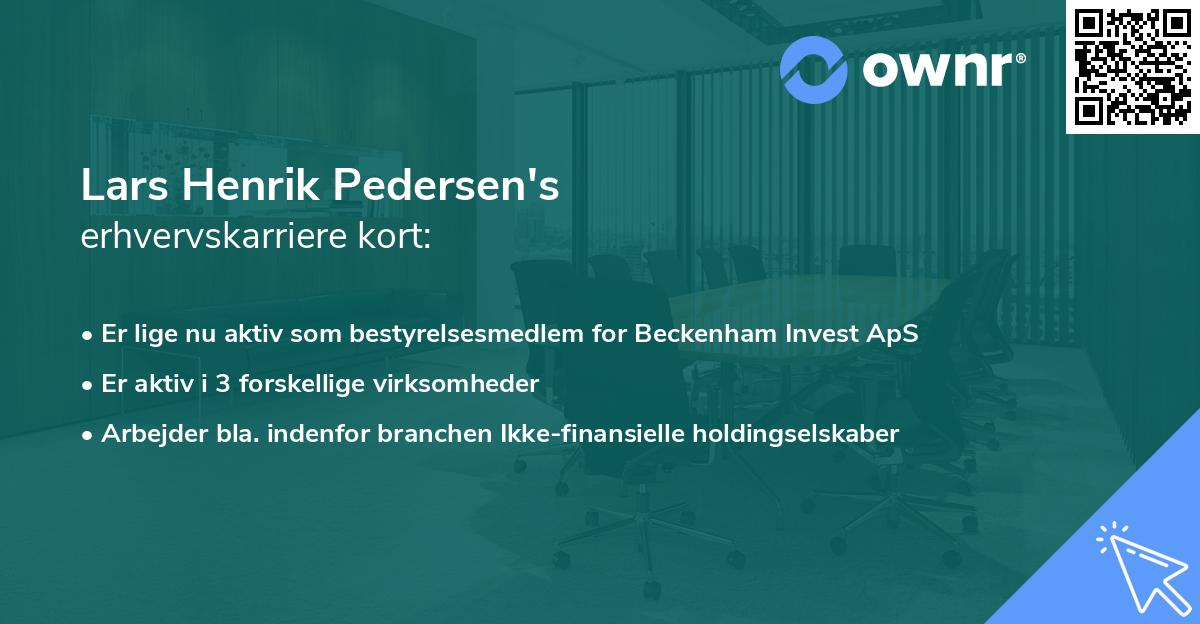 Lars Henrik Pedersen's erhvervskarriere kort