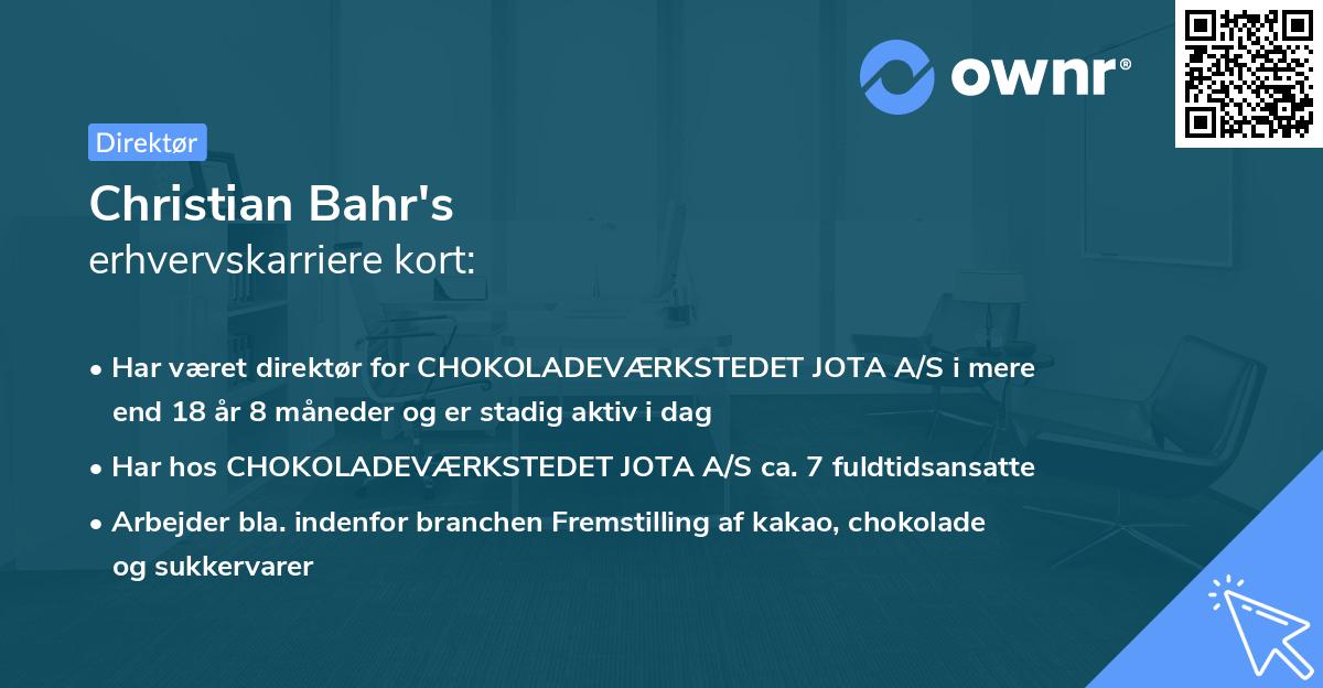 Christian Bahr's erhvervskarriere kort