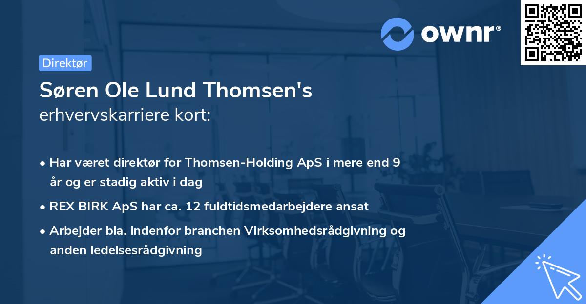 Søren Ole Lund Thomsen's erhvervskarriere kort